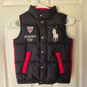 Polo Ralph Lauren Boys Puffer Vest Size 5 Big Pony USA Winter Event